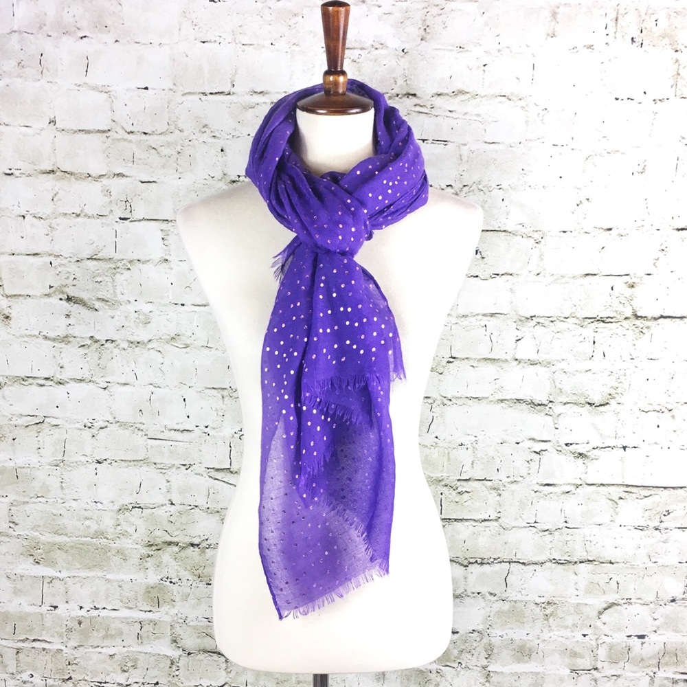 Charming Charlie Purple Metallic Dot Scarf